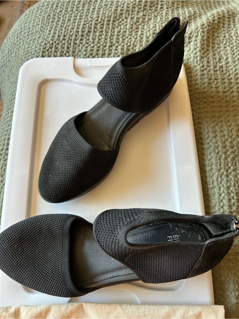 Eileen Fisher Black Knit platform sandals 10M
